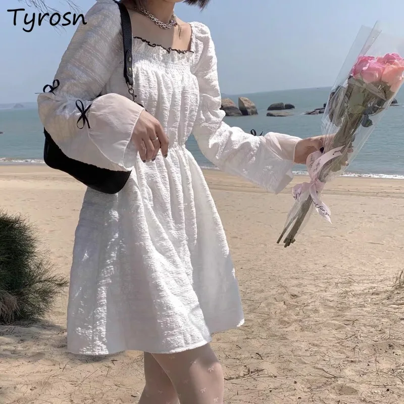 Dresses Women Flare Sleeve Mini Square Collar Sweet White Autumn Loose Ulzzang Vestidos Chic Empire Retro Stylish Patchwork Cozy
Dresses Women Flare Sleeve Mini Square Collar Sweet White Autumn Loose Ulzzang Vestidos Chic Empire Retro Stylish Patchwork Cozy