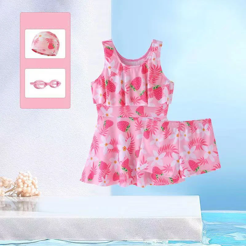 Girls Sweet Swimwear Summer Children's Swimming Pool Swimming Diving Swimsuit (swimming skirt+legging +goggles+cap)
Girls Sweet Swimwear Summer Children's Swimming Pool Swimming Diving Swimsuit (swimming skirt+legging +goggles+cap)