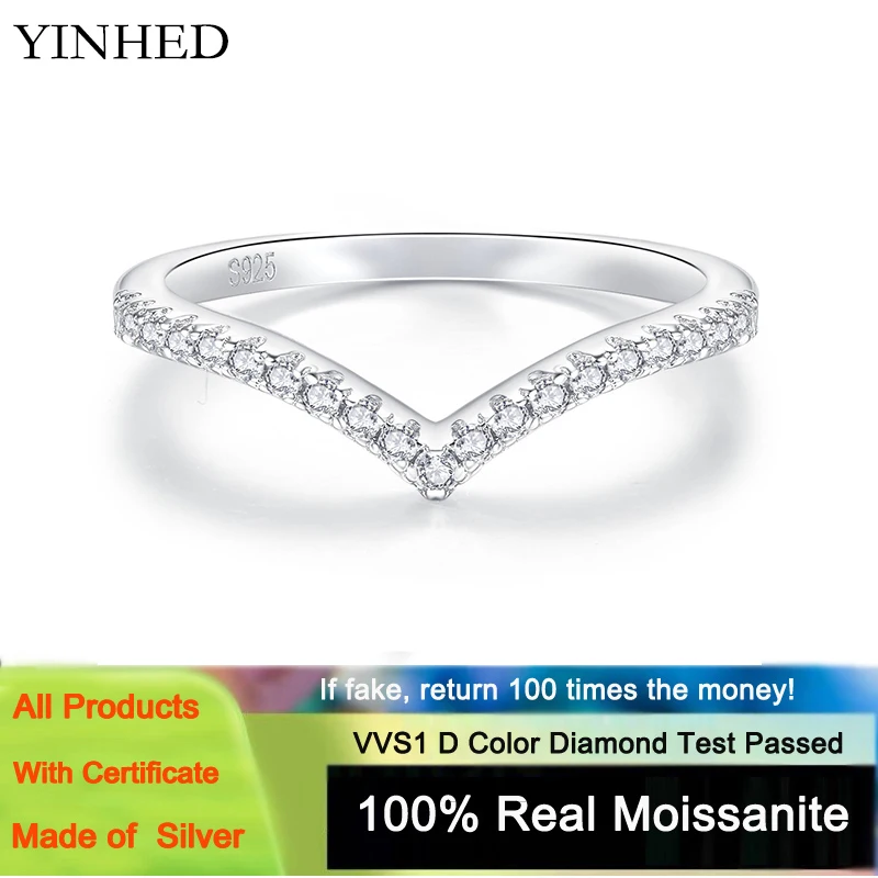 YINHED 0.14CT Moissanite D Color Round Cut Real 925 Sterling Silver V Shape Stackable Wedding Rings for Women Fine Jewelry Gift
YINHED 0.14CT Moissanite D Color Round Cut Real 925 Sterling Silver V Shape Stackable Wedding Rings for Women Fine Jewelry Gift