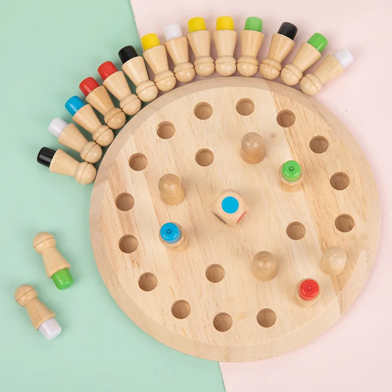 

Детские деревянные шахматы с цветной памятью для раннего развития, интерактивные забавные игры для родителей и детей, развивающие игрушки для научного образования