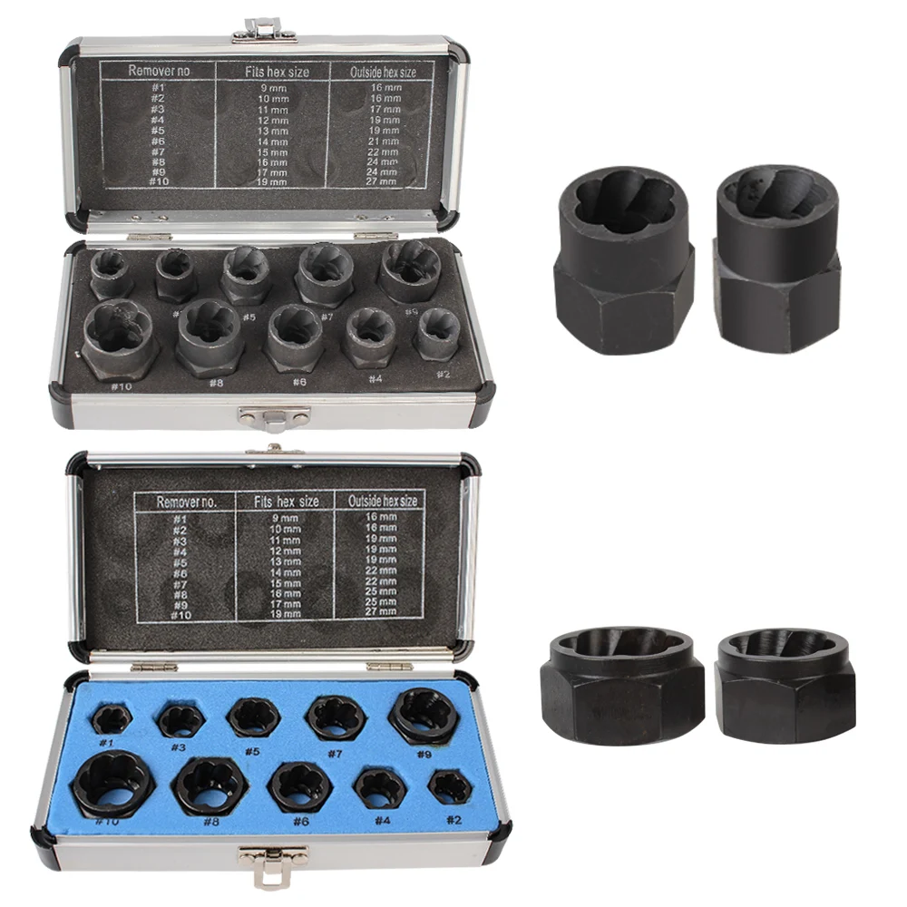 Bolt Nut Removal Socket Tool 10pcs/Set Damaged Screw Extractor Car Tool Kit Bolt Nut Remover Hand Tools Kit
Bolt Nut Removal Socket Tool 10pcs/Set Damaged Screw Extractor Car Tool Kit Bolt Nut Remover Hand Tools Kit