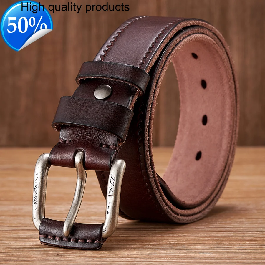 

3.8CM Real Cowskin Genuine Leather Belts Male Belt For Jeans Luxury Classical Designer Men Strap Vintage Pin Buckle Ceinture