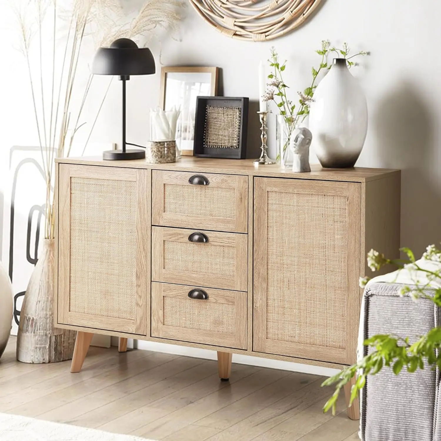 Sophia & William Rattan Cabinet, Sideboard Buffet Storage Cabinet with Doors & Drawers for Dining Room Living Room
Sophia & William Rattan Cabinet, Sideboard Buffet Storage Cabinet with Doors & Drawers for Dining Room Living Room