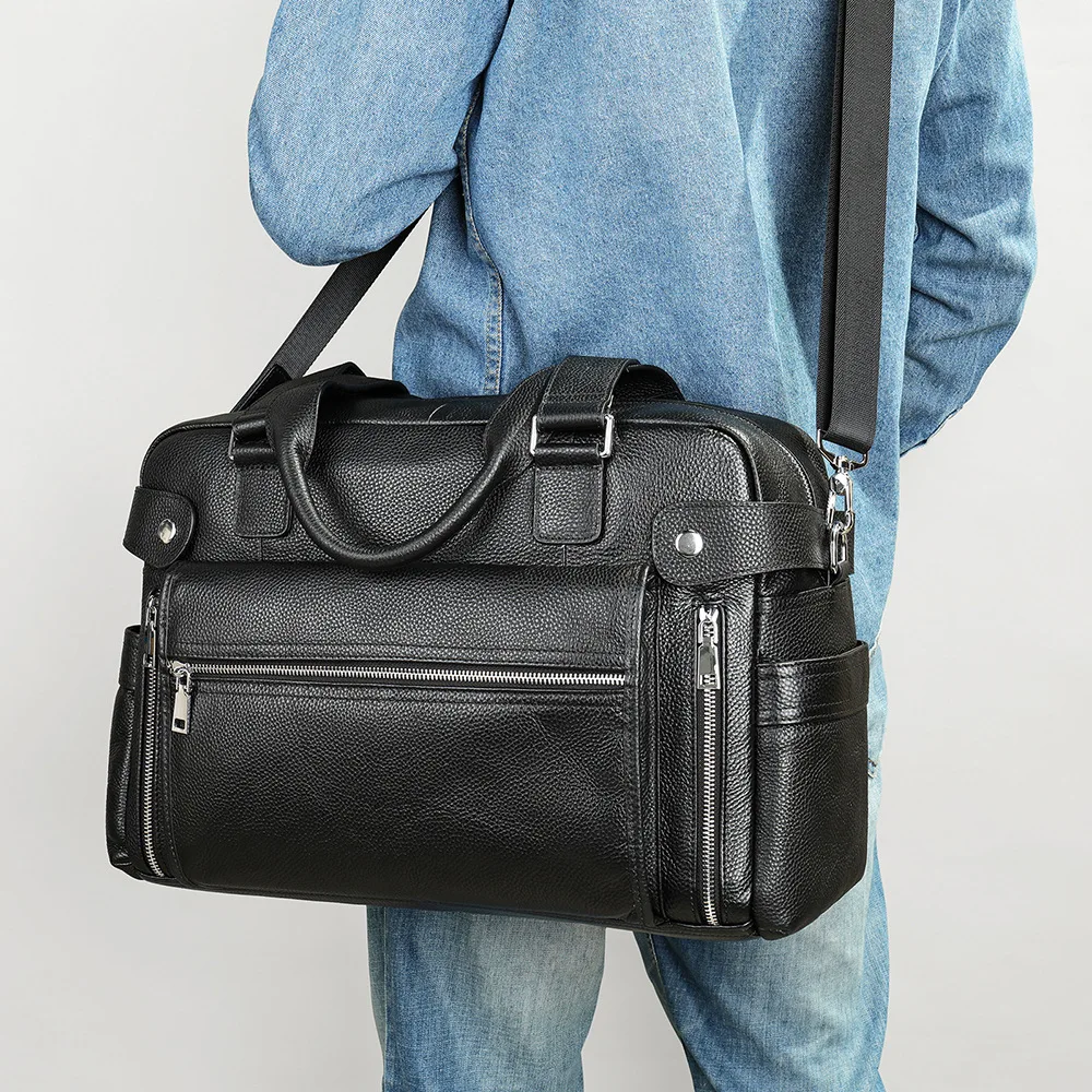 

Men's Bag Business briefcase large computer handbag Leather travel crossbody bag Leather business trip work commuting tote bag