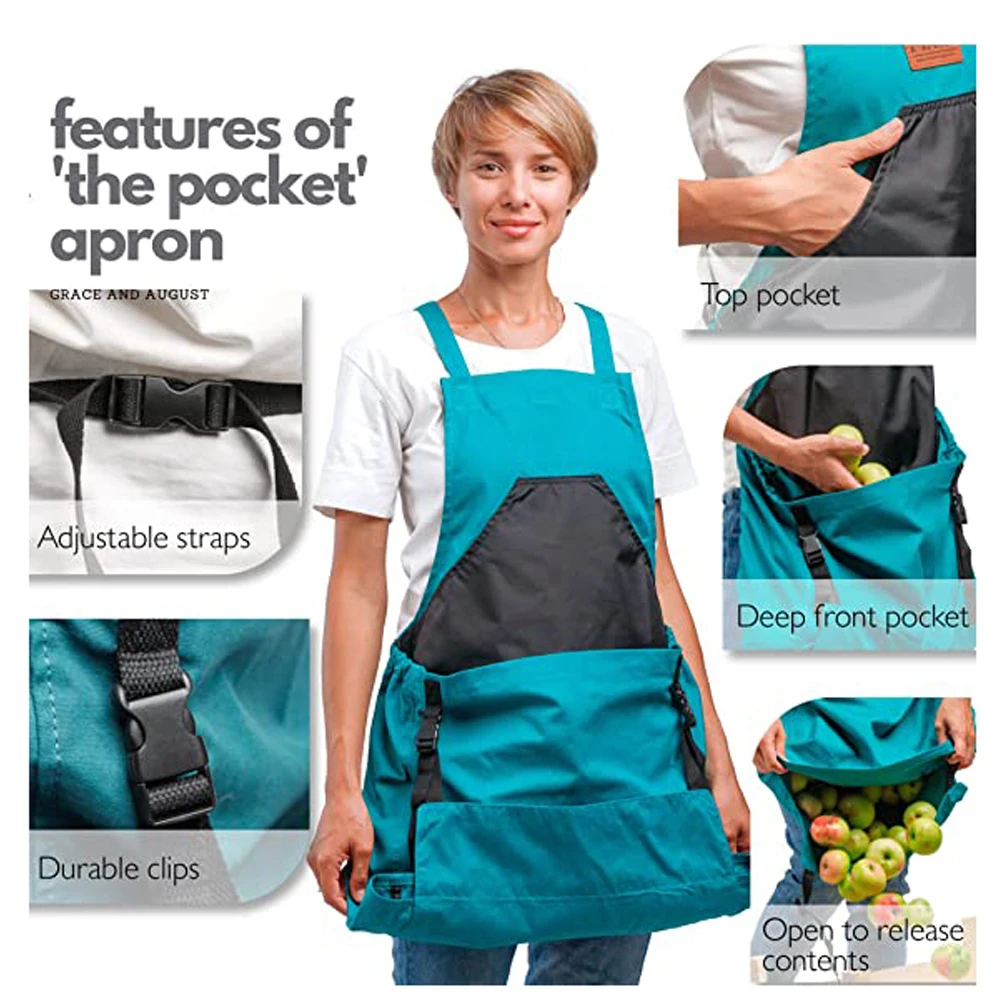 Gardening Apron with Quick Release Pockets Waterproof Oxford cloth Deep Pouch Fruit Picking Bag Work Tool Bib for Harvesting
Gardening Apron with Quick Release Pockets Waterproof Oxford cloth Deep Pouch Fruit Picking Bag Work Tool Bib for Harvesting