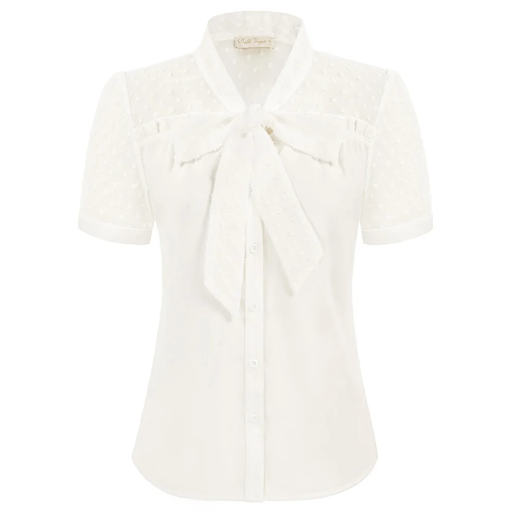 BP Women Vintage Swiss Dot Patchwork Shirt Short Sleeve Button-up Tops Office Button Down Blouse Stripe Shirt Tops With Bow Tie
BP Women Vintage Swiss Dot Patchwork Shirt Short Sleeve Button-up Tops Office Button Down Blouse Stripe Shirt Tops With Bow Tie