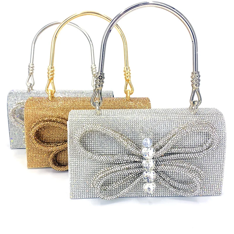 

New Evening Party Bags Bow-knot Bling Diamonds Small Square Handbags Chian Shoulder Bags Clutches Wallets Luxury Designer Purse