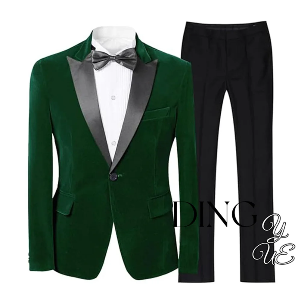 

2024 Latest Coat Pant Designs Velvet Formal Wedding Suits for Men Groom Casual Blazer Custom Slim Fit 2 Piece Tuxedo