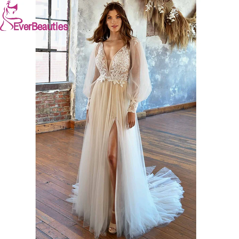 Long Sleeves Wedding Dresses for Women Side Slit Boho Bridal Wedding Gown for Bride 2022 Robe De Soirée De Mariage
Long Sleeves Wedding Dresses for Women Side Slit Boho Bridal Wedding Gown for Bride 2022 Robe De Soirée De Mariage