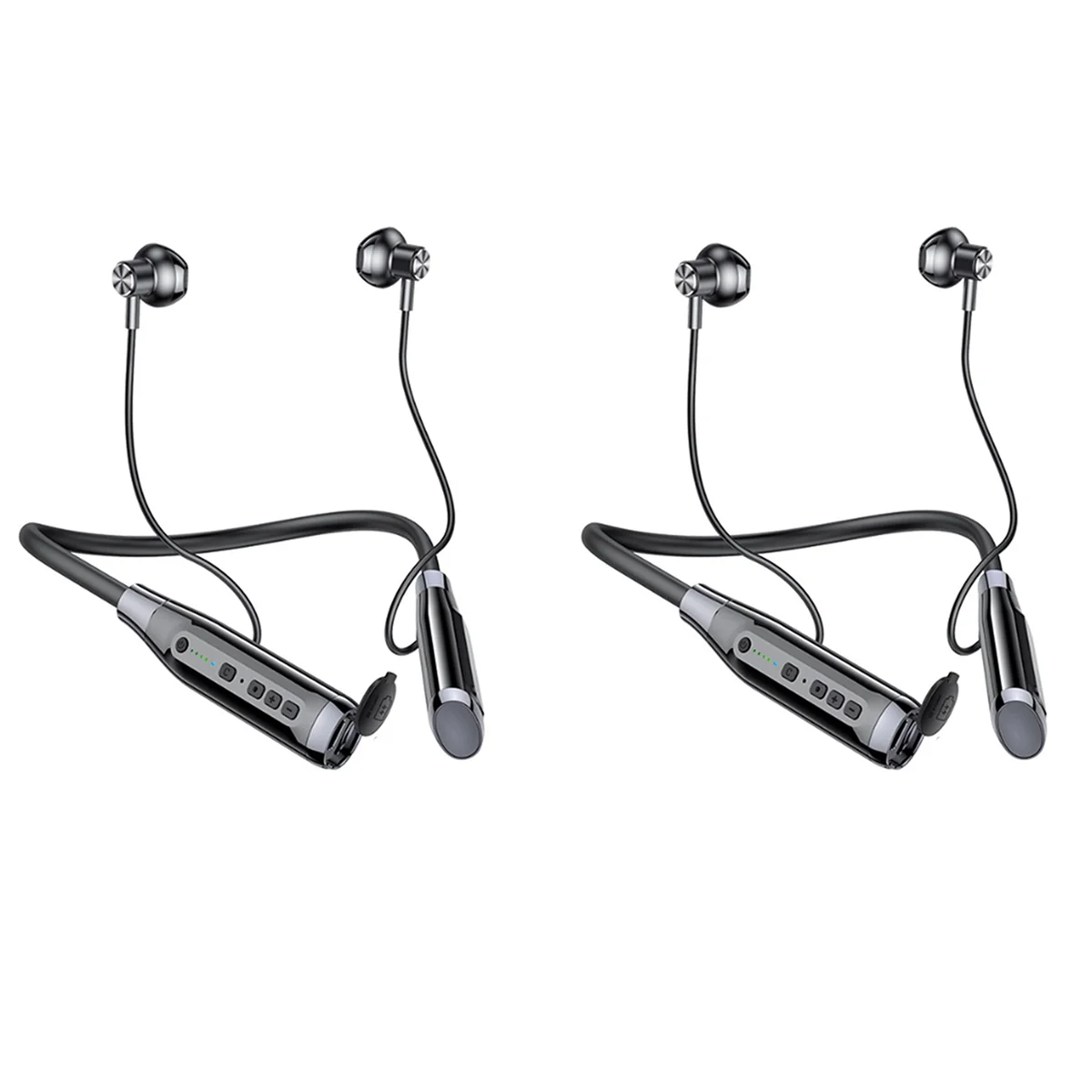 

2X A12 Neck-Mounted Bluetooth 5.0 Headset Long Standby Wireless Pluggable Graphics Headset Semi-In-Ear TWS Black