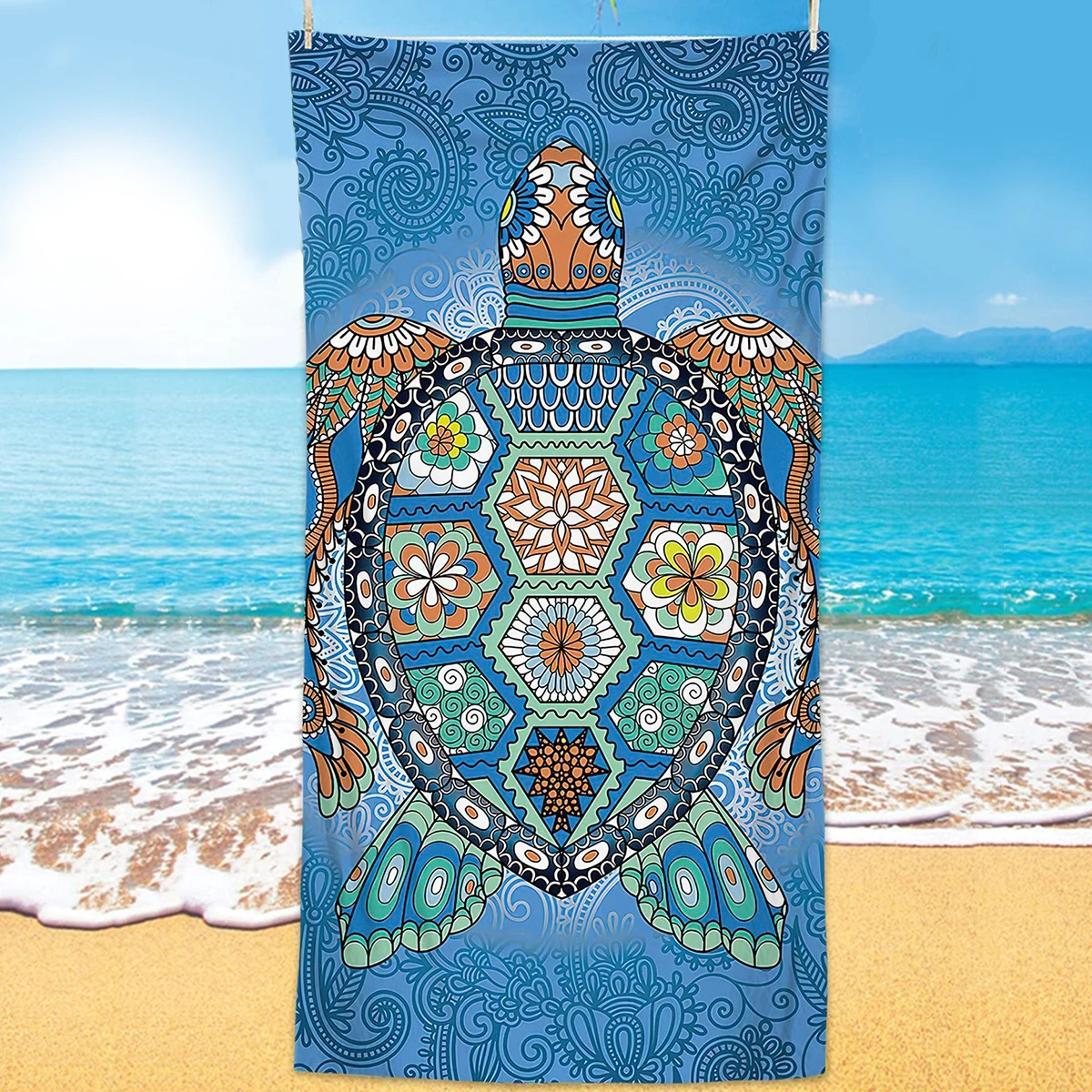 

Marine Turtle Seahorse Starfish Tropical Beach Towel Sand Free Quick-drying Soft Absorbent Swimming Bath Towel Bathroom Decor