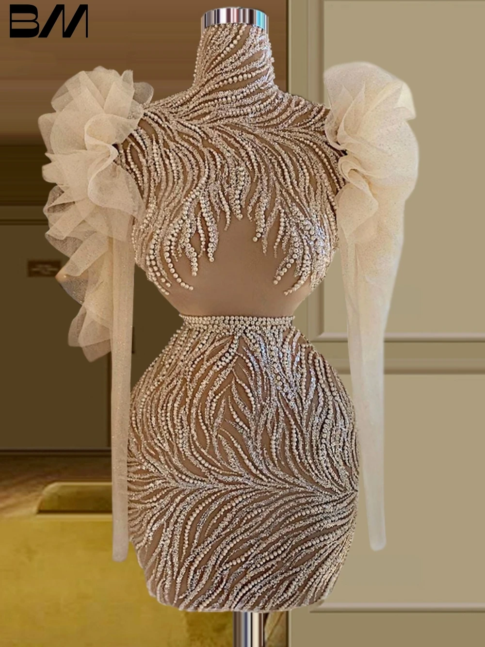 Romantic High Neck Evening Dresses Luxury Sparkly Straight Bridal Gown Vintage Above Knee Bride Dresses Vestidos De Novia
Romantic High Neck Evening Dresses Luxury Sparkly Straight Bridal Gown Vintage Above Knee Bride Dresses Vestidos De Novia