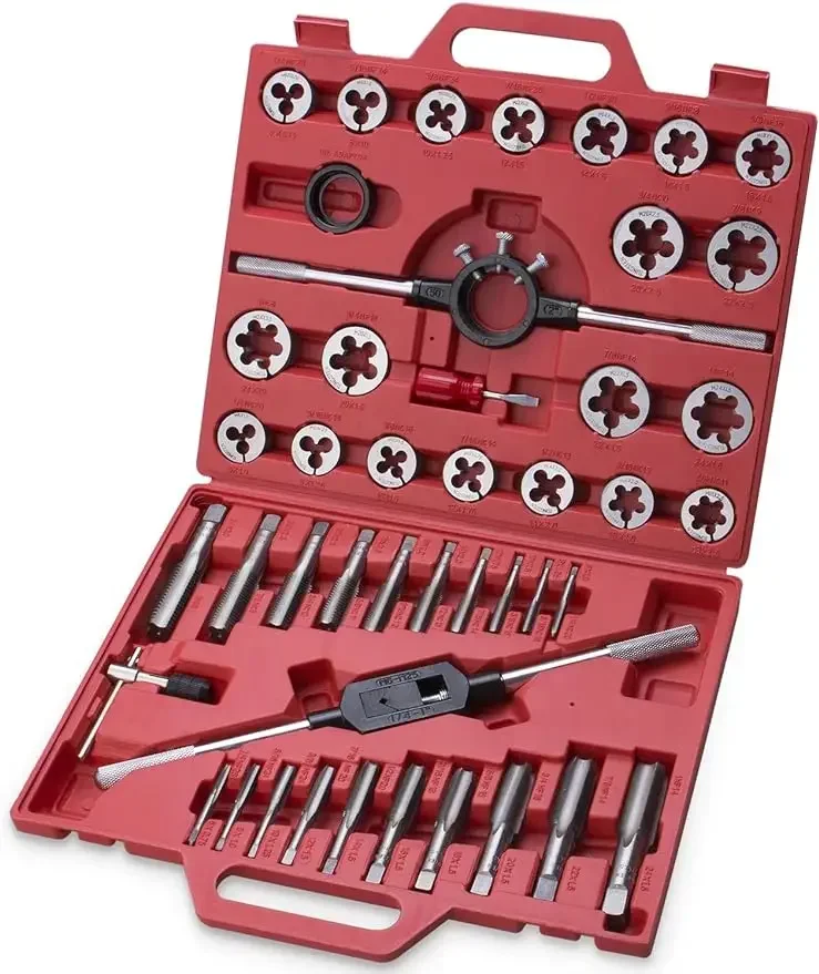 

45-Piece Premium Large Size Tap and Die Set - Metric M6, M8, M10, M12, M14, M16, M18, M20, M22, M24, Both Coarse and Fine Teeth