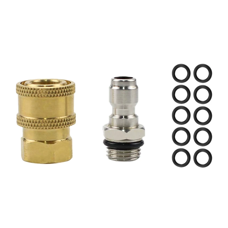 1pcs Quick Connector+1pcs Stainless Steel Ferrule+10pcs Female Seals High Pressure Washer 1/4 Inch Quick Connector Adapter Set
1pcs Quick Connector+1pcs Stainless Steel Ferrule+10pcs Female Seals High Pressure Washer 1/4 Inch Quick Connector Adapter Set