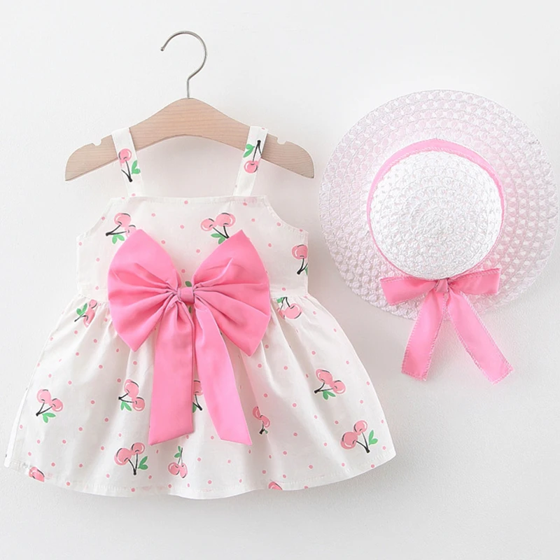 Summer Baby Girls Clothing 2024 Korean Fashion Cute Bow Print Strawberry Cherry Sleeveless Kids Dresses+Hat Princess Dress BC141 
Summer Baby Girls Clothing 2024 Korean Fashion Cute Bow Print Strawberry Cherry Sleeveless Kids Dresses+Hat Princess Dress BC141