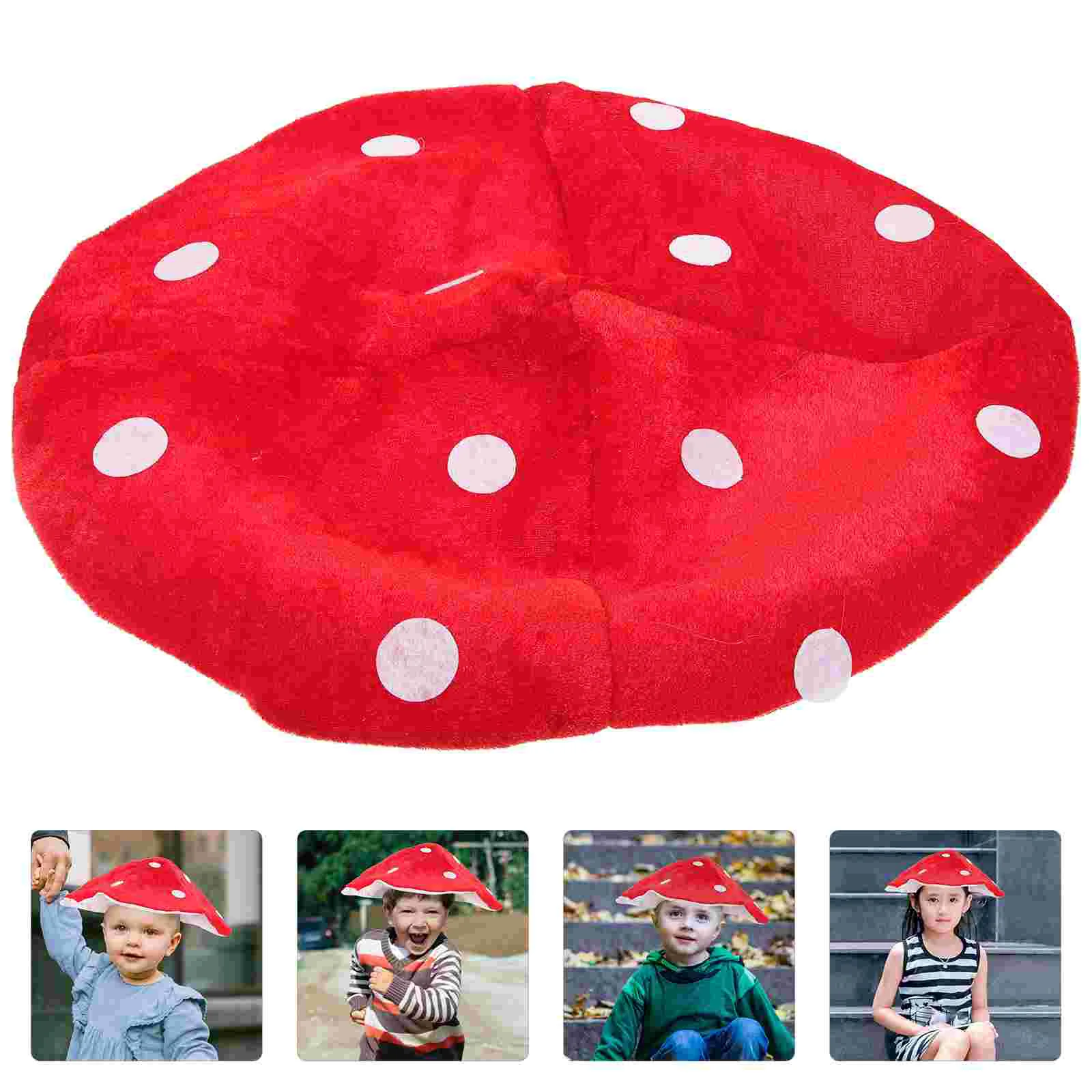 

Red mens hat Mushroom Hat Beret Funny Novelty Hat Lolita Kawaii hat Cap toad hat ( White and Red )