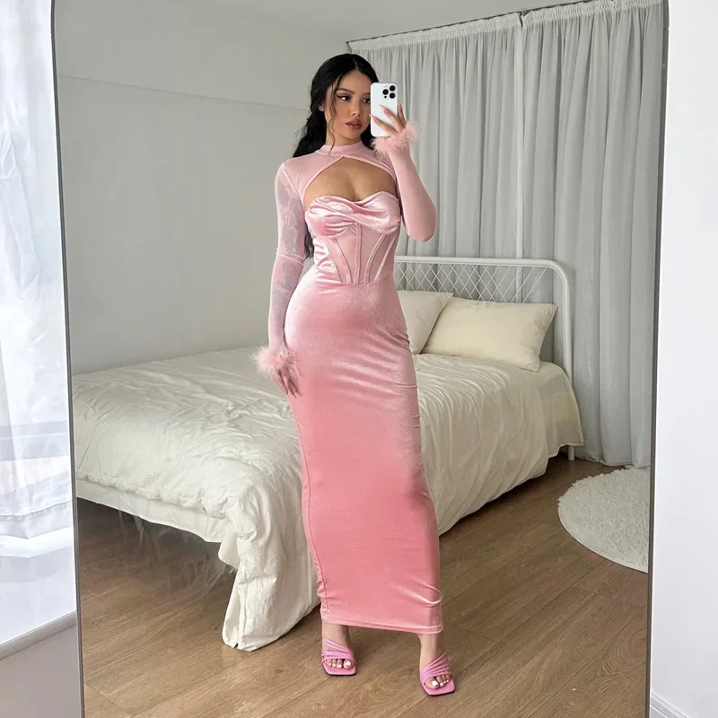 Woman Party Dress Elegant Corset Maxi Dress for Women Fashion Outfits Club Mesh See Through Fur Long Sleeve Sexy Bodycon Dress
Woman Party Dress Elegant Corset Maxi Dress for Women Fashion Outfits Club Mesh See Through Fur Long Sleeve Sexy Bodycon Dress