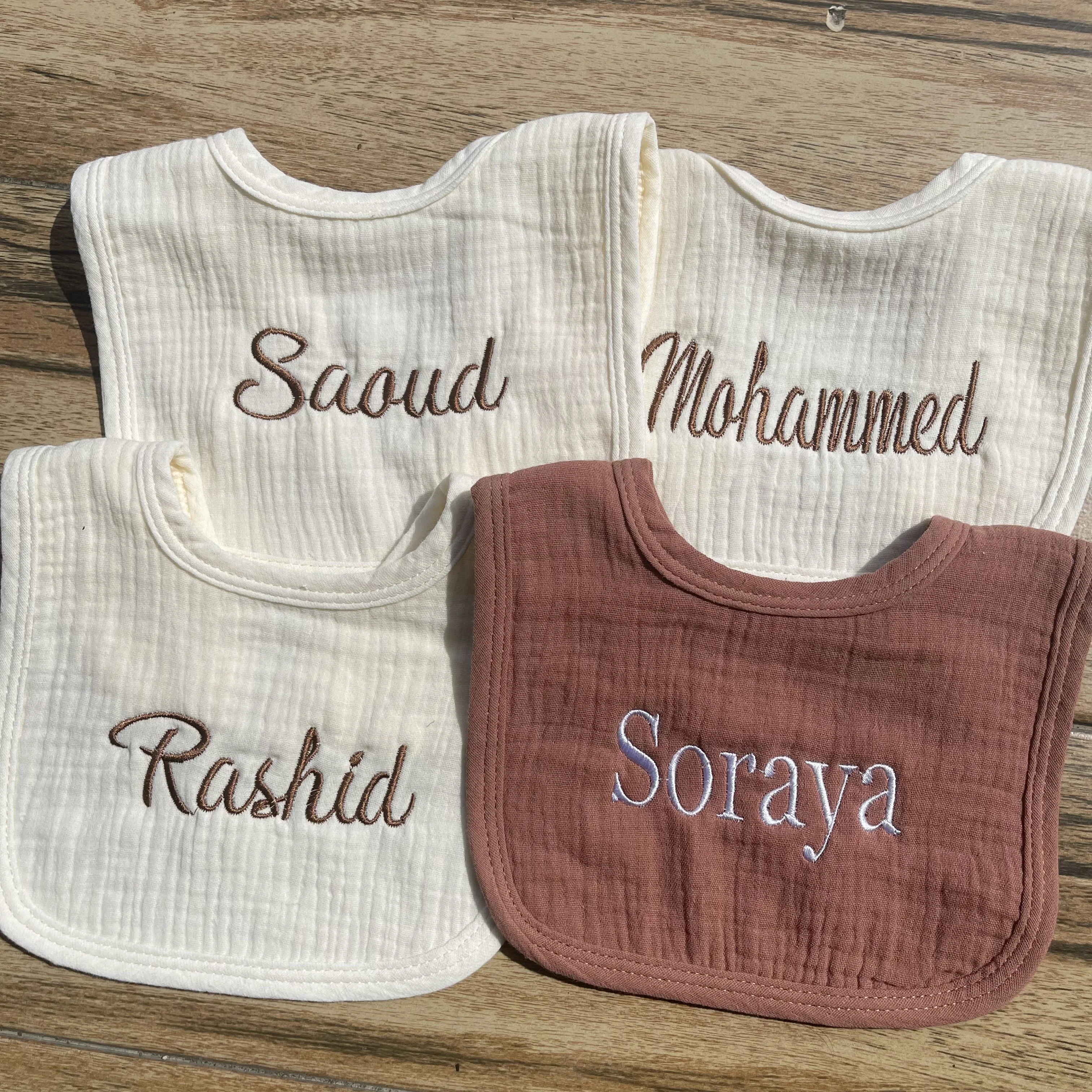 

Personalized Embroidered And Fashionable Baby Bib, Newborn Saliva Towel, Custom Baby Supplementary Feeding Period Suction Bib