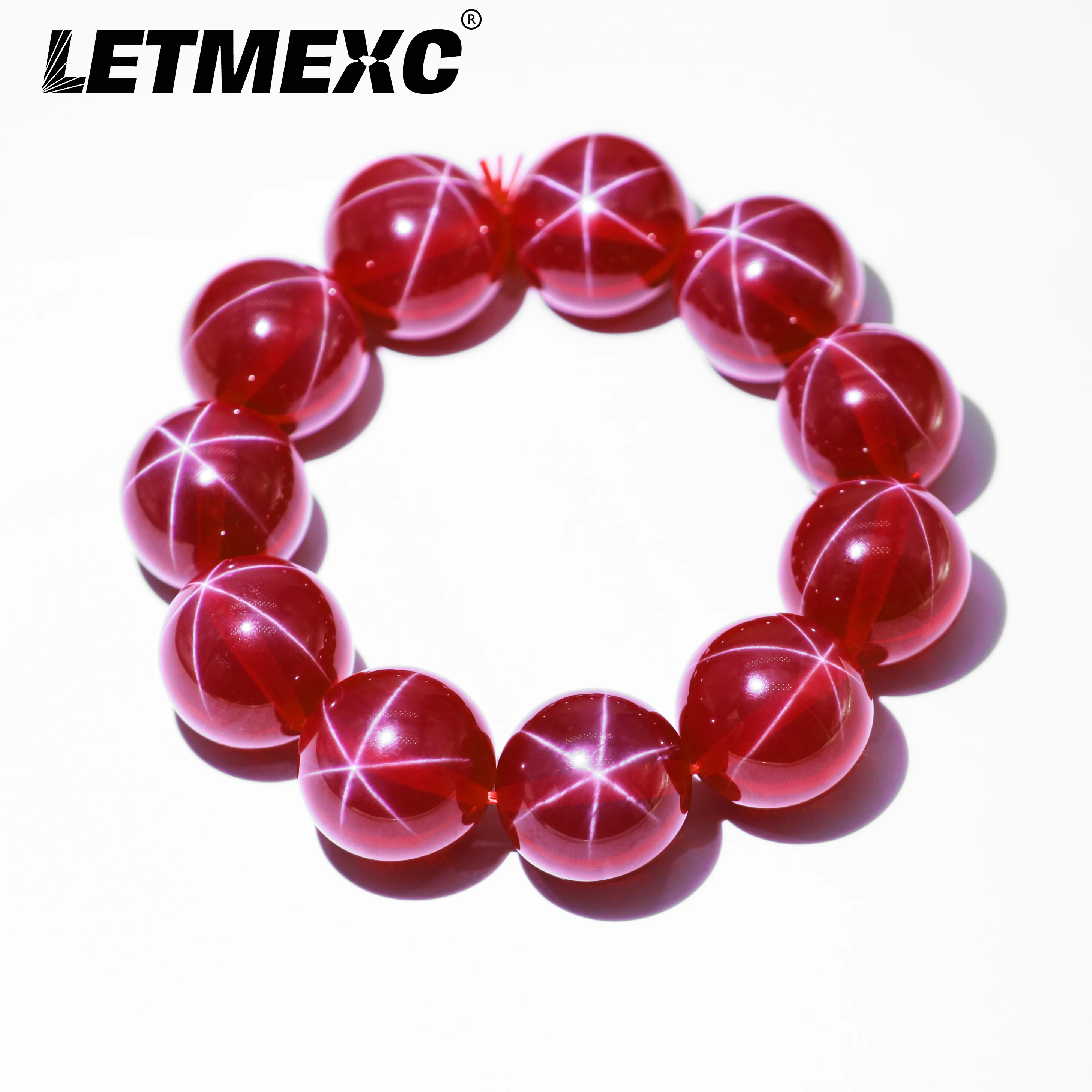 

LETMEXC Lab Created Synthetic Corundum Round Ball Beads 5# Red Ruby Stone Synthetic Star Ruby Gem Passed Diamond Test Pen
