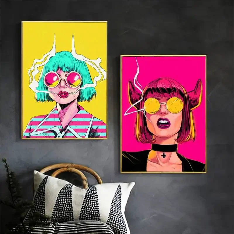 

Color Illustration Girly Punk Art DIY Poster Kraft Paper Vintage Poster Wall Art Painting Study Stickers Big Szie Wall Painting