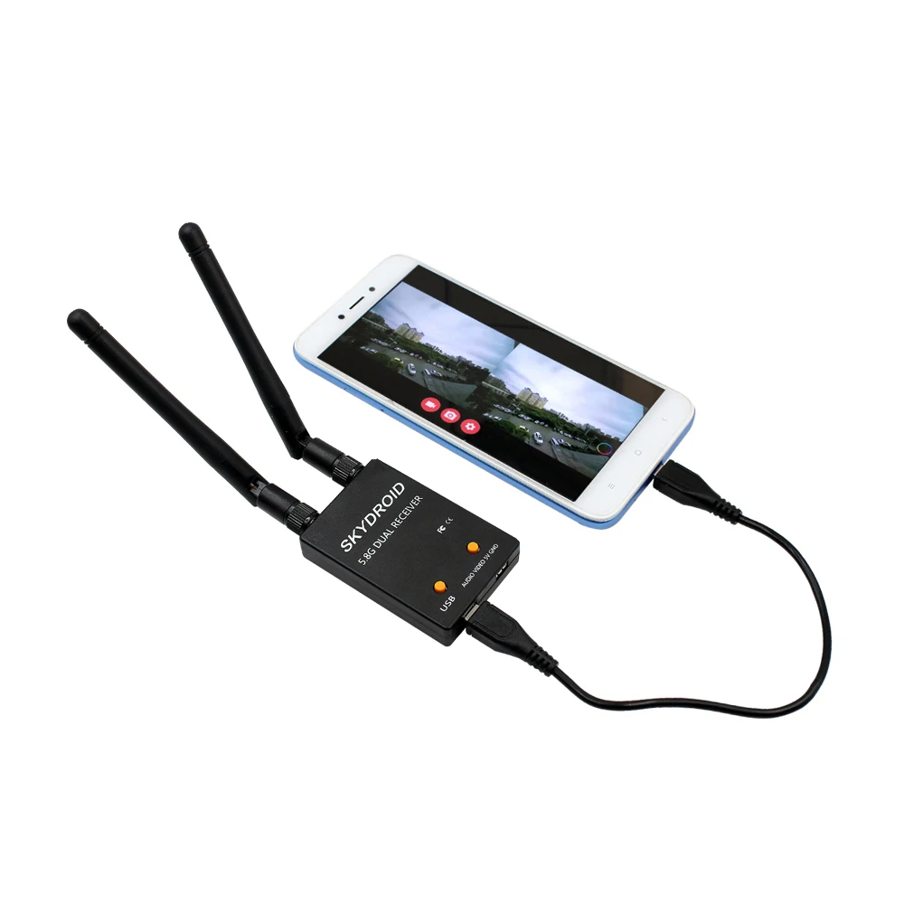 

Skydroid UVC Dual Antenna Control Receiver OTG 5.8G 150CH Full Channel FPV Receiver W/Audio for Android Smartphone