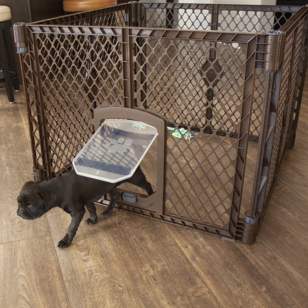 

Petyard Passage 4 Panel Plastic Dog Playpen, Indoor Outdoor, Brown, Pet Supplies, Dog House, Kennel, Large and Comfortable