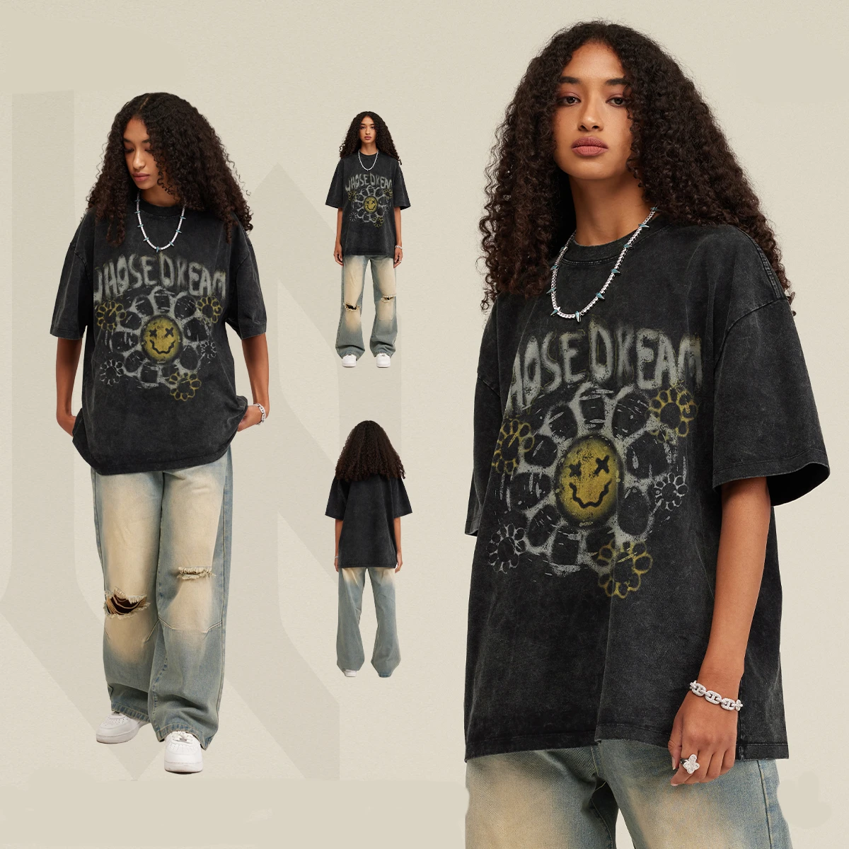 

Хип-хоп лидер Цветочная улыбка граффити 3D печать Канье Уэста хип-хоп футболки оверсайз Мужские Винтажные солнечные модные футболки для женщин