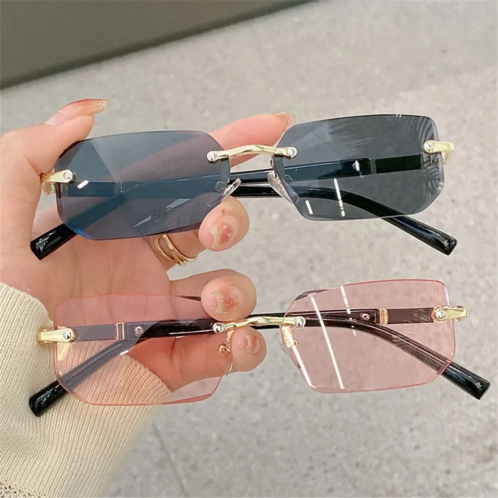 

Rimless Sunglasses Frameless Rectangle Fashion Sunglasses For Women Men Shades Small Square Sun Glasses Summer Traveling Eyewear