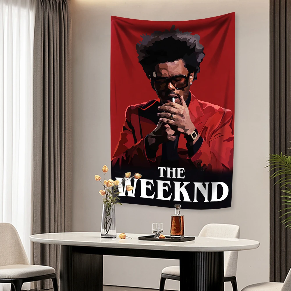 

Rapper Singer Tapestry The Weeknd Printed Dorm Background Cloth Home Decorations For Living Room Wall Hanging Blanket