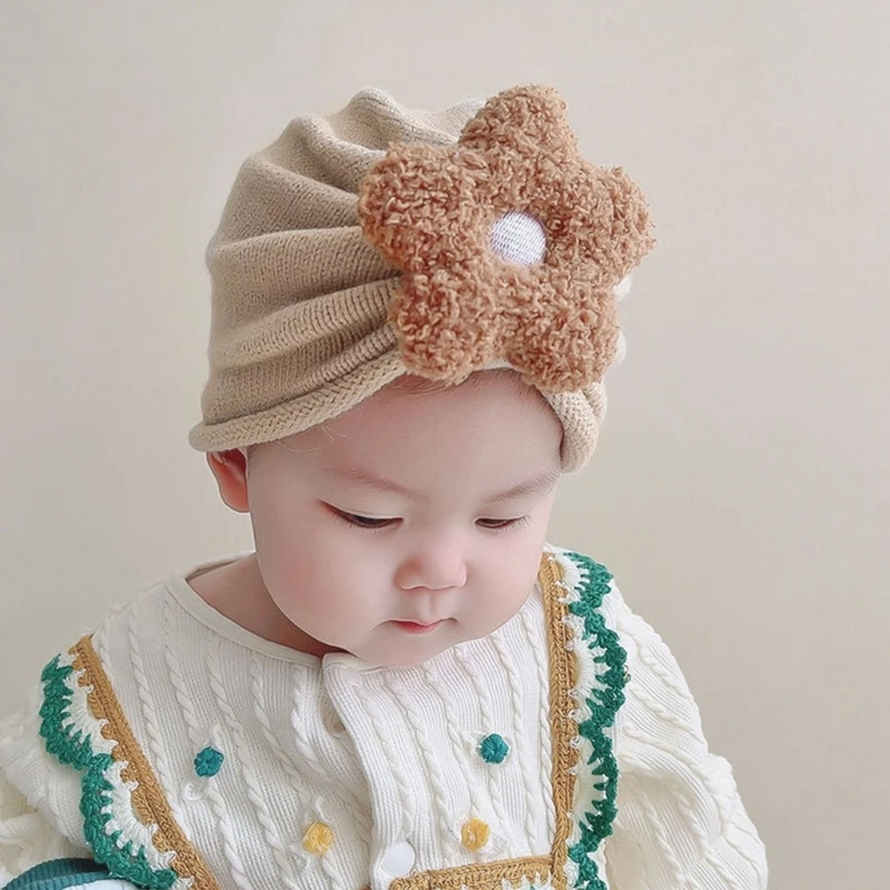 

Turban Hat Headwrap Baby Beanie Cap with Big Flower Soft Bonnet Cap Nursery Hospital Turban Hat for Baby 3-10 Month