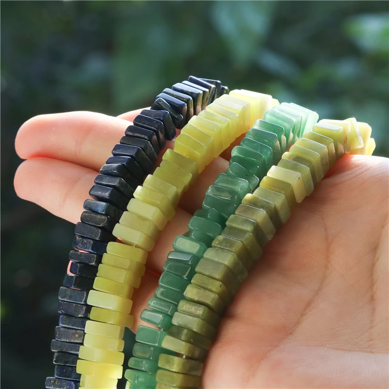 

Natural Stone Aventurine Lapis Lazuli Lemon Jade Green Square Slice Spacer 3x8MM Gemstone Beads For Jewelry Making Diy Bracelet