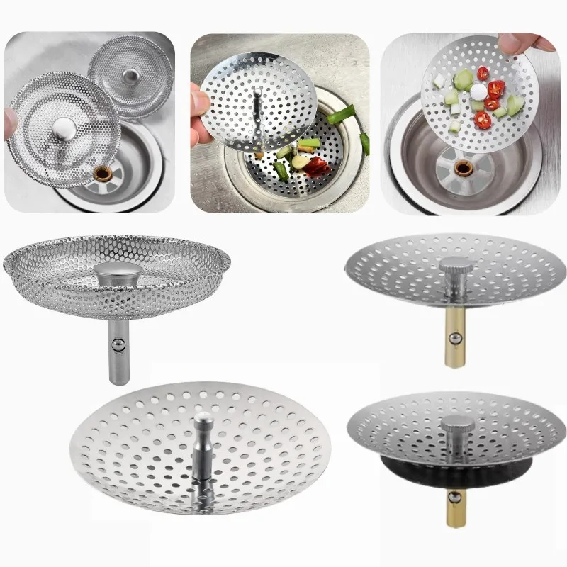 

Kitchen Sink Filter Stainless Steel Mesh Water Basin Strainer Drain Hole Trap Waste Screen Hair Catcher for Bathroom Accessories