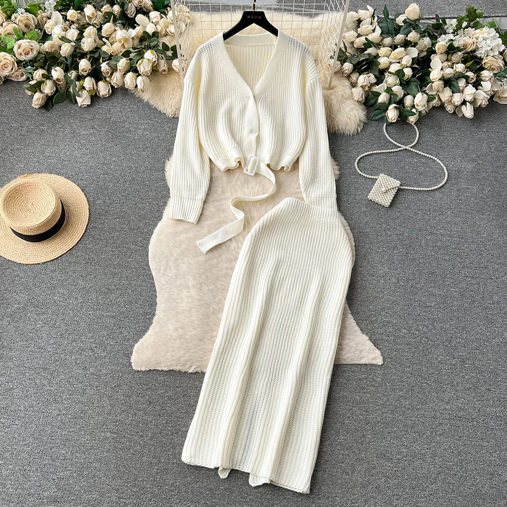 Croysier Autumn Winter Casual Knit Two Piece Set For Women Loose Belted Cardigan And Back Slit Pencil Midi Skirt Co Ord Sets
Croysier Autumn Winter Casual Knit Two Piece Set For Women Loose Belted Cardigan And Back Slit Pencil Midi Skirt Co Ord Sets