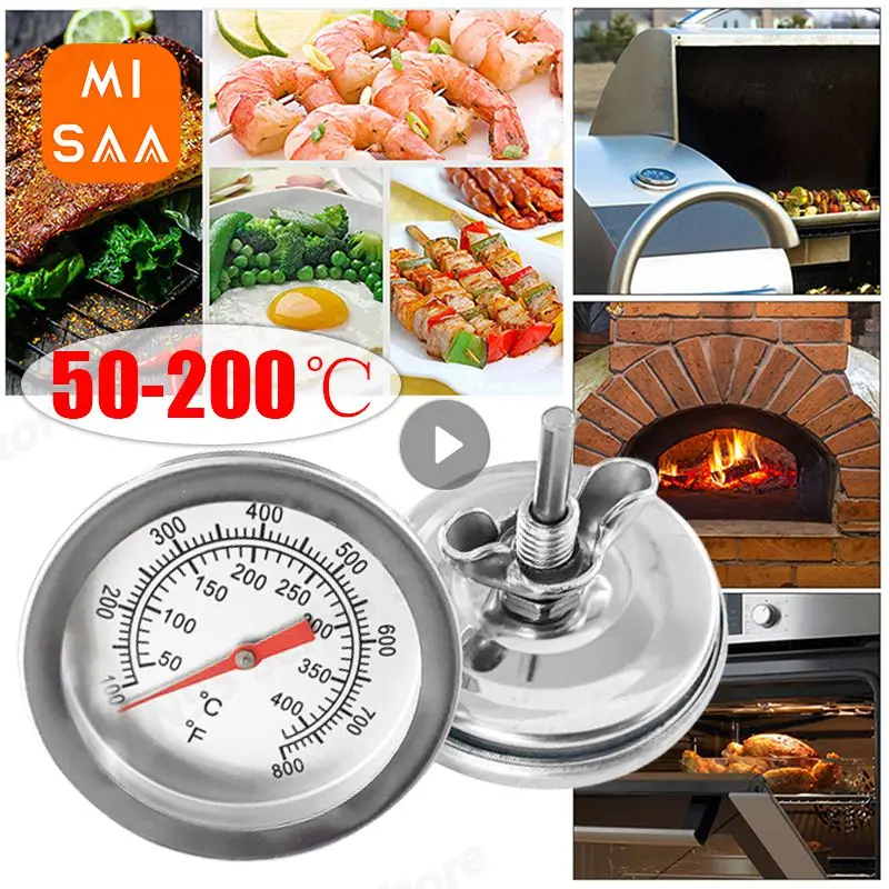 

Stainless Steel BBQ Smoker Grill Temperature Gauge Barbecue Thermometer Cooking Food Probe Grill Oven Home Kitchen Accessories