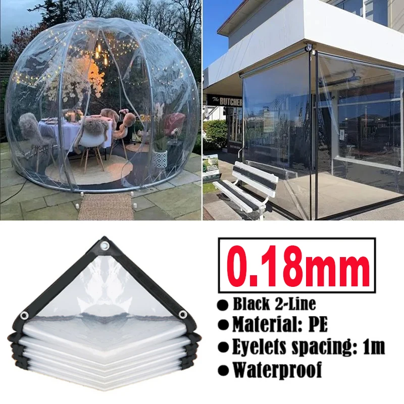 

0.18mm ao ar livre transparente encerado gazebo pérgola janela toldo jardim à prova de vento plantas lona impermeável pano à pro