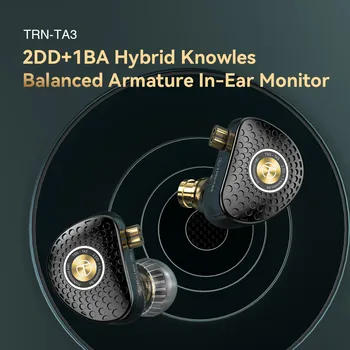 2023 TRN TA3 Hi-FI 1BA + 2DD Knowles 하이브리드 베릴륨 도금 다이내믹 인이어 모니터 이어폰, HIFIMetal 러닝