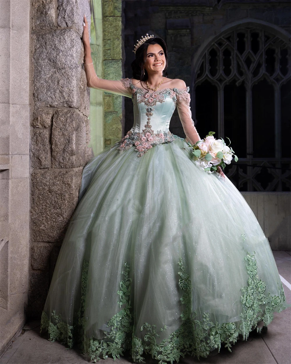 Haute Couture Green Lace Appliques Off The Shoulder Quinceanera Dress With Bow Ball Gown Puffy Dress Birthday Debut vestido
Haute Couture Green Lace Appliques Off The Shoulder Quinceanera Dress With Bow Ball Gown Puffy Dress Birthday Debut vestido