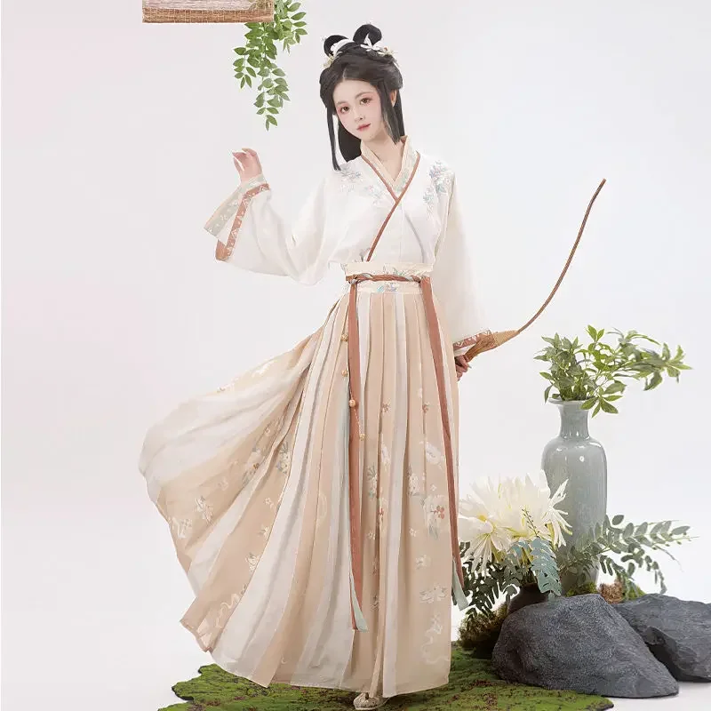 

2024 chinese wei jin dynasty classical hanfu set poetic ethnic embroidery zen tea hanfu dress spring daily women cosplay suit