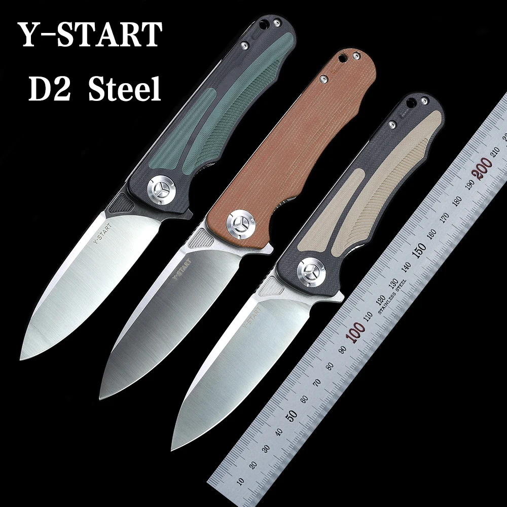 

Y-START Knives LK5030 D2 Steel Knife G10 Handle Portable Folding Knife Outdoor Survival Knife edc Self Defense Knife