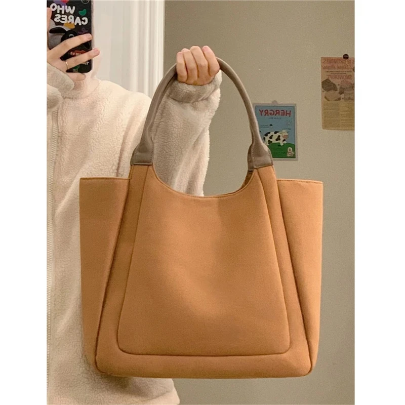 

Women's New Casual Splice Canvas Bag Large Capacity Tote Bag Portable Underarm Bag Single Shoulder Oblique Straddle Bag