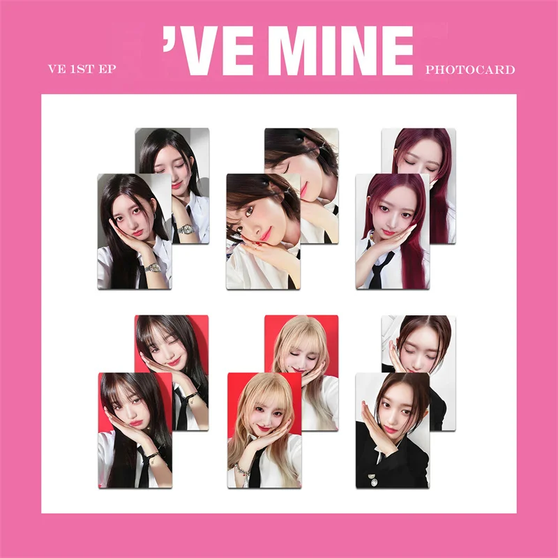 

6pcs/set KPOP IVE -1st EP I'VE MINE LOMO Card Wonyoung Glasses Round LIZ Rei Leeseo Yuji Album Collection Photo Card Postcard