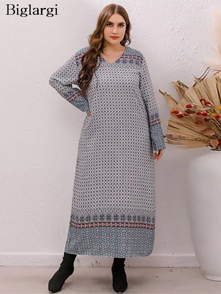 Plus Size Autumn Long Dress Women Striped Polka Dot Print Loose Ladies Dresses Casual Fashion V Neck Woman Dress 2023
Plus Size Autumn Long Dress Women Striped Polka Dot Print Loose Ladies Dresses Casual Fashion V Neck Woman Dress 2023