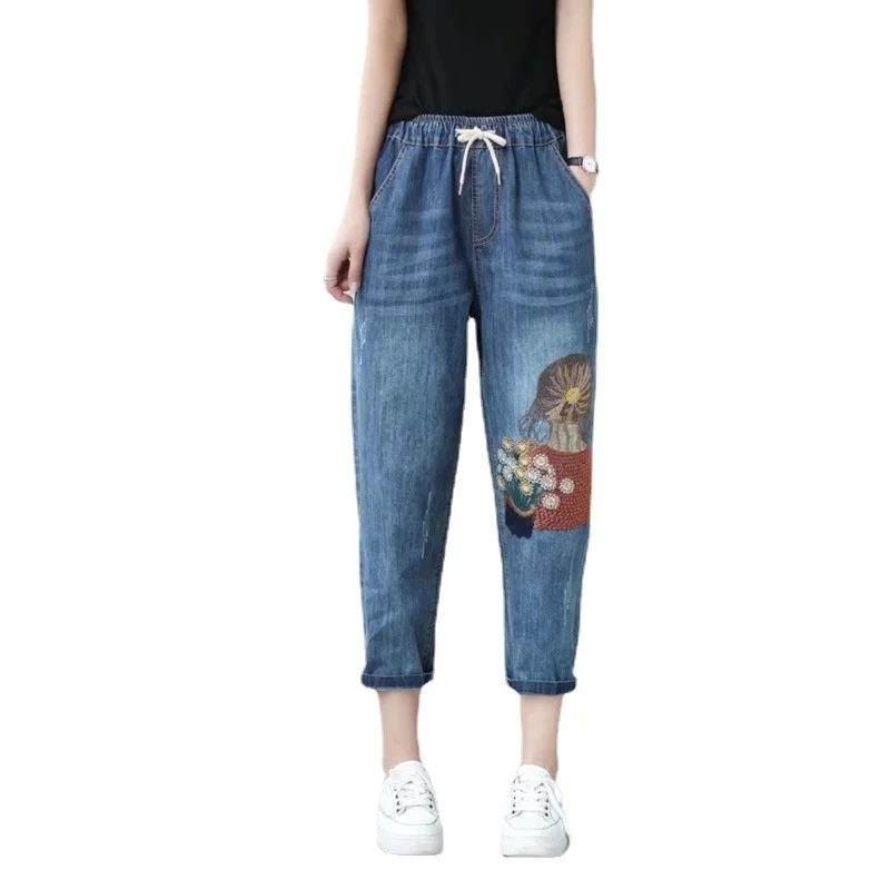 Vintage Embroidery Cropped Pants Jeans Women Casual Loose Summer Harem Baggy Pants Ladies Streetwear All Match Denim Trousers
Vintage Embroidery Cropped Pants Jeans Women Casual Loose Summer Harem Baggy Pants Ladies Streetwear All Match Denim Trousers
