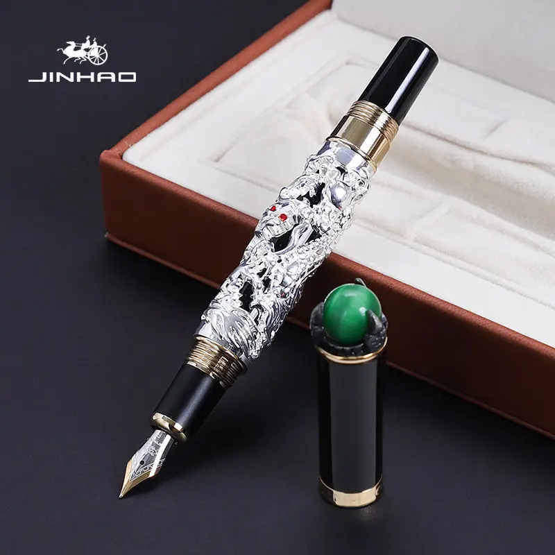 JINHAO High Quality Dragon Spit Bead Retro Reliefs Classic Fountain Pen Excellent F Nib Office School Suppines Writing Ink Pens
JINHAO High Quality Dragon Spit Bead Retro Reliefs Classic Fountain Pen Excellent F Nib Office School Suppines Writing Ink Pens