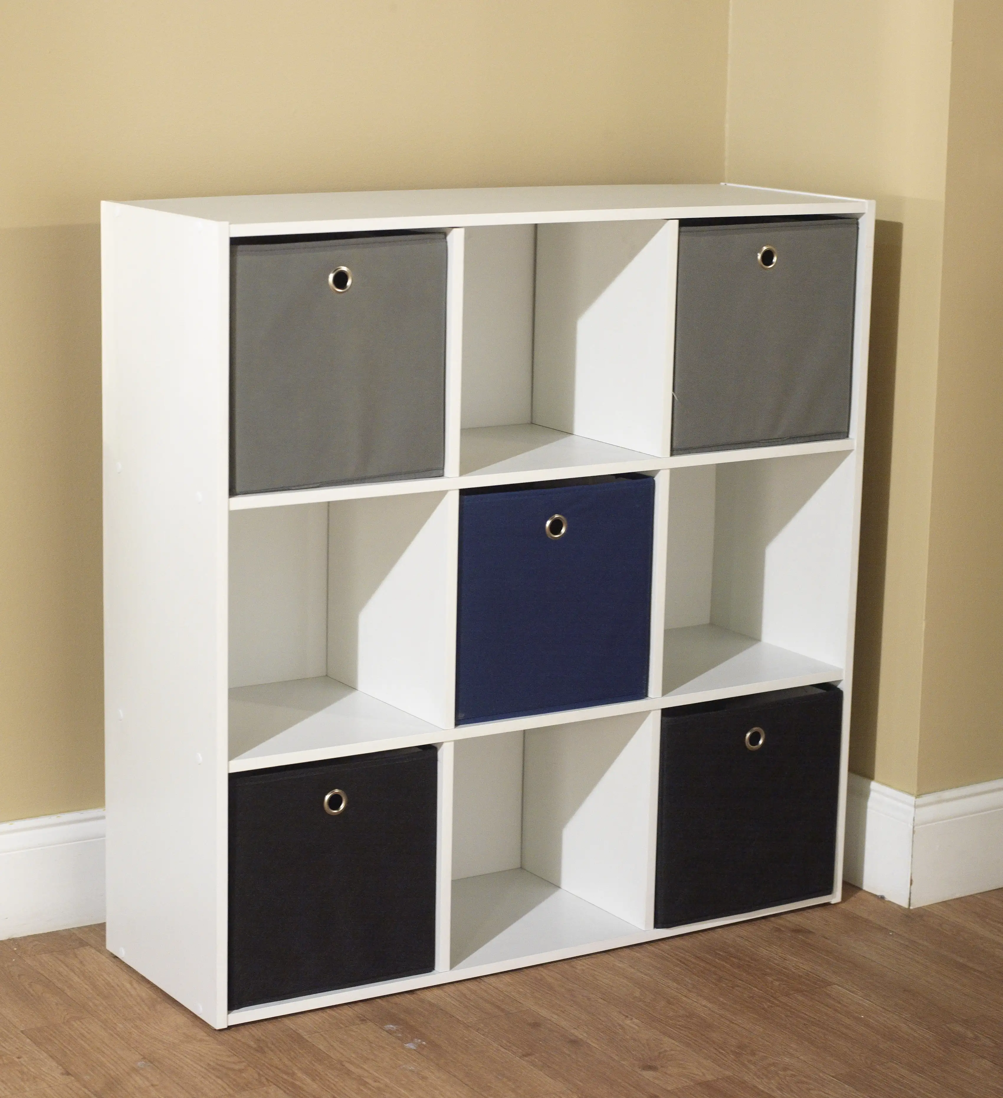 

TMS Utility Bookshelf with 5 Fabric Storage Bins, Multi-color