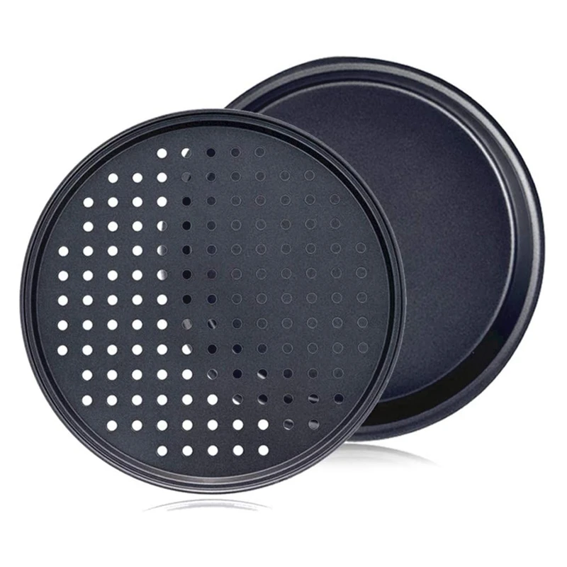 

HOT SALE Pizza Pan With Holes,10 Inch Pizzas Baking Crisper Tray,Non-Stick Bakeware Plate Professional Pie Pan For Oven 2 Set