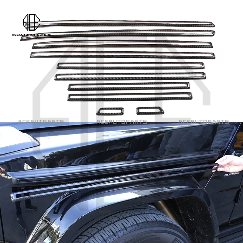 

For Mercedes Benz G Class W463 2019-2022 Real Carbon Fiber Side Door Body Molding Strips Cover Stickers Exterior Car Accessories