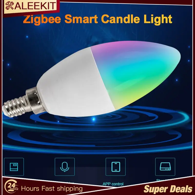 

Tuya E14 E12 Smart Candle Bulb RGBCW 5W LED Lamp Smartthings Remote Control Compatible With Alexa Home