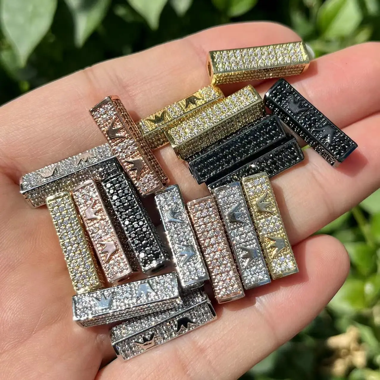 

5Pcs/Lot Zirconia Pave Cube Bar Spacer Bead Jewelry Findings for Custom Design Bracelets Necklace Hand Making