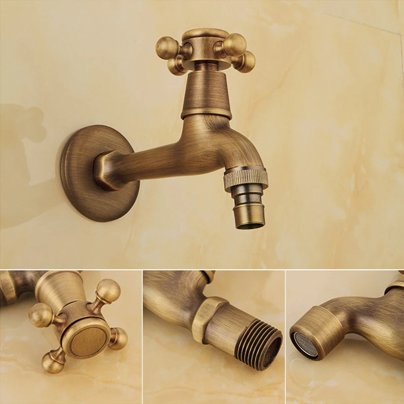 

Antique Brass Wall Mount Pool Tap Cold Water Faucet Bathroom Accessories Outdoor Sink Garden Taps Decorative Laundry Bibcock